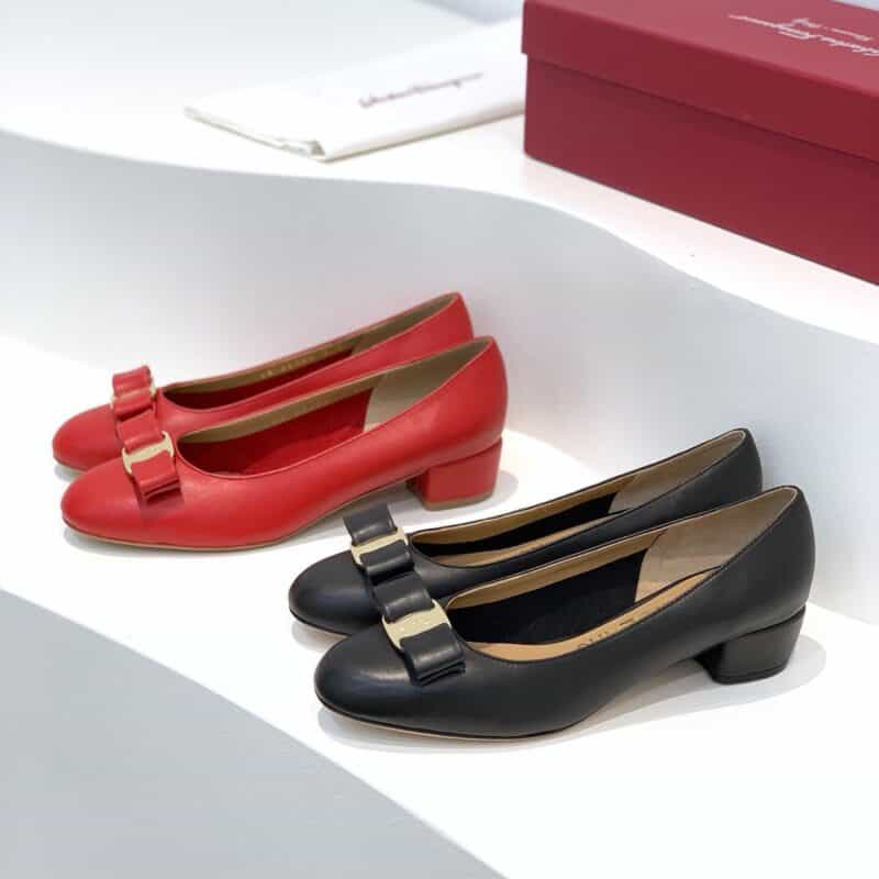 SF salvatore Ferraga*o 菲拉格*慕Vara蝴蝶结经典款半内里中跟单鞋