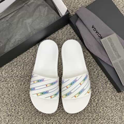 BALENCIAGA巴黎世家 采用字母印花橡胶情侣沙滩拖鞋