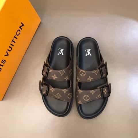 LV/路易威登 经典咖老花Monogram材质Trainer 凉拖鞋