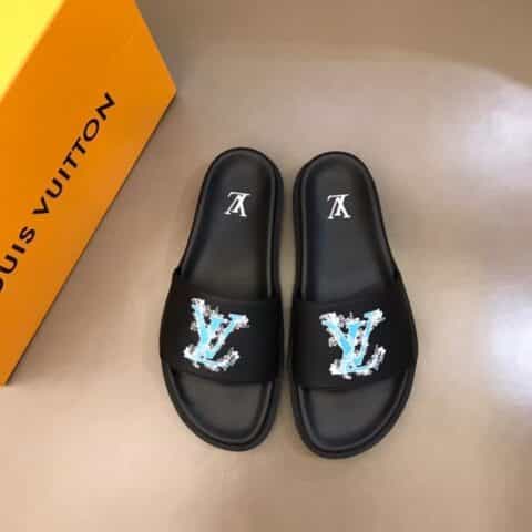 LV/路易威登 头层小牛皮材质新品男士拖鞋