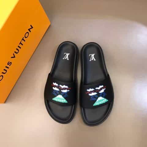 LV/路易威登 头层小牛皮材质新品男士拖鞋