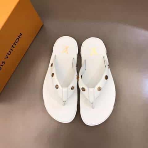 LV/路易威登 进口头层小牛皮新品男士人字拖鞋
