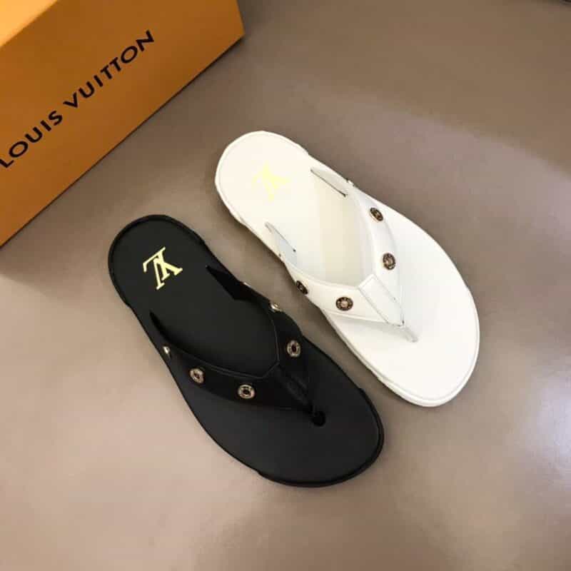 LV/路易威登 进口头层小牛皮新品男士人字拖鞋