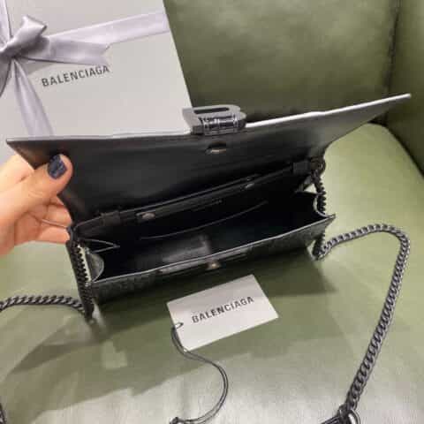 Balenciaga Hourglass 22 链条款沙漏包 644973鳄鱼纹黑色黑扣