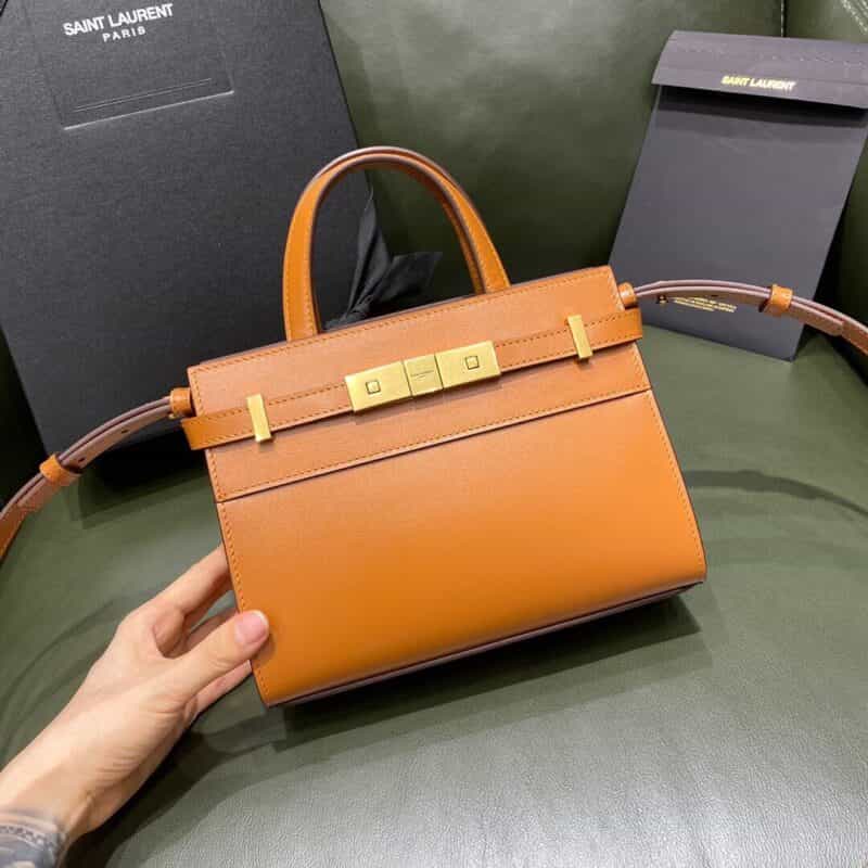Saint laurent Ysl Manhattan Nano牙签纹手提包 593741棕色