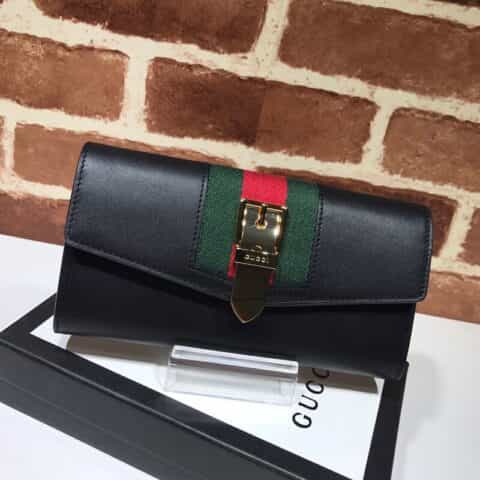 GUCCI古驰Sylvie系列长款皮革钱包476084
