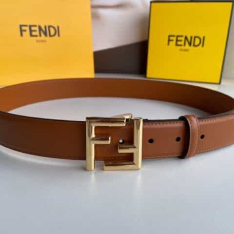 FENDI芬迪男士FF徽标精湛工艺金属扣，头层牛皮腰带