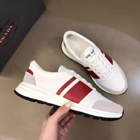 PRADA/普拉达 进口小牛皮搭配透气网布面男士运动系列