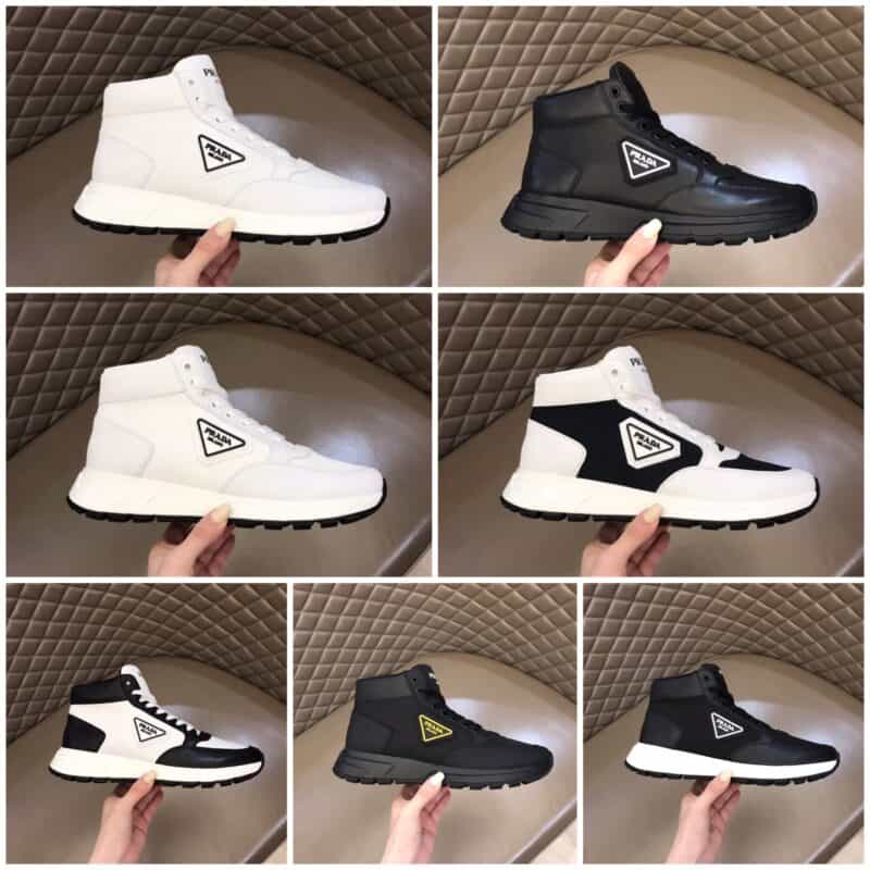 PRADA普拉达 进口头层小牛皮秋冬男士高帮运动鞋系列