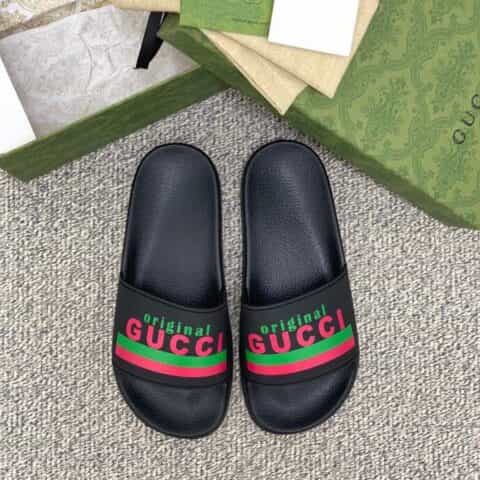 GUCCI古驰 采用饰有橡胶印花情侣款凉鞋