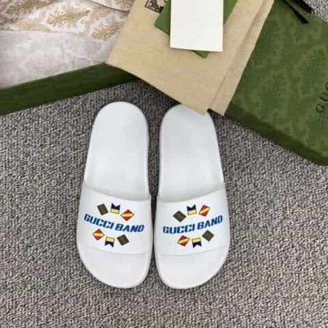 GUCCI古驰 采用饰有橡胶印花情侣款凉鞋
