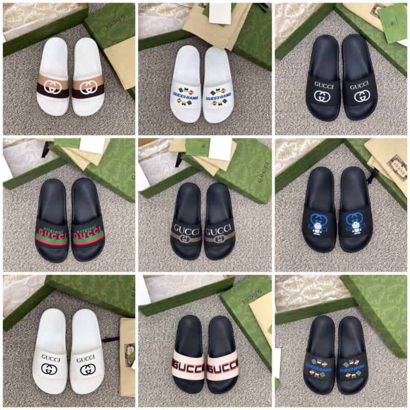GUCCI古驰 采用饰有橡胶印花情侣款凉鞋