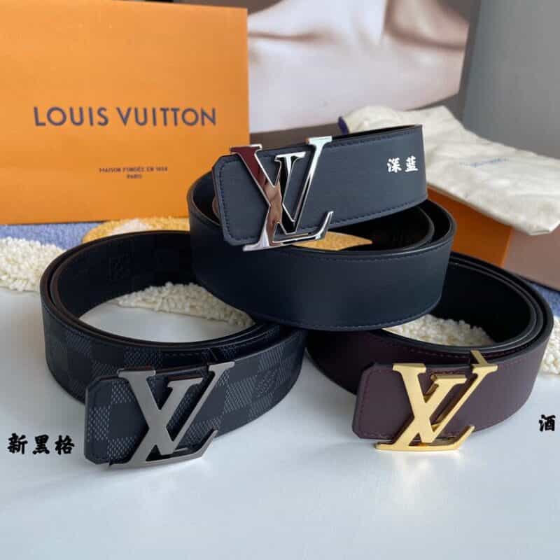 LV/路易威登 字母logo金属进口牛皮男士腰带40mm