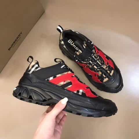 BURBERRY巴宝莉 Vintage 复古格纹棉质面料与尼龙时装秀款 Union 运动鞋