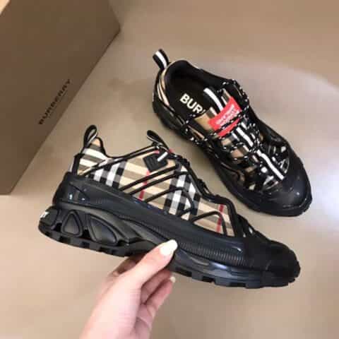 BURBERRY巴宝莉 Vintage 复古格纹棉质面料与尼龙时装秀款 Union 运动鞋