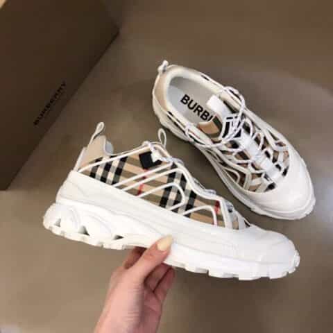 BURBERRY巴宝莉 Vintage 复古格纹棉质面料与尼龙时装秀款 Union 运动鞋
