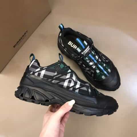 BURBERRY巴宝莉 Vintage 复古格纹棉质面料与尼龙时装秀款 Union 运动鞋