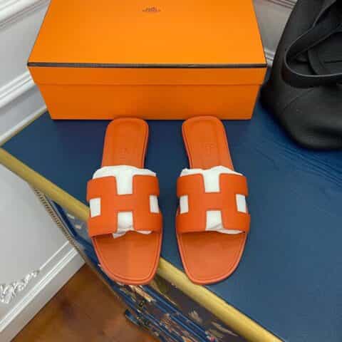 HERMES-爱马仕  原版意大利进口高密度真皮大底H家新做法经典拖鞋