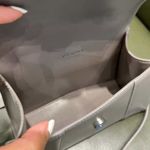 Balenciaga Hourglass XS 平纹沙漏包 592833灰色银扣