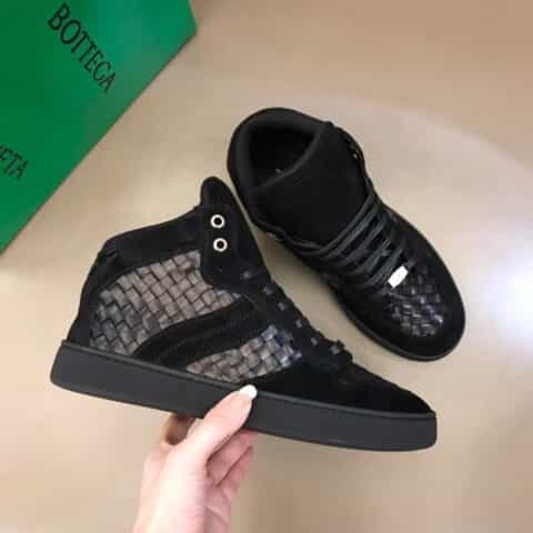 BottegaVenetaBV葆蝶家 B 家原单精品,男士秋冬高帮编织休闲鞋