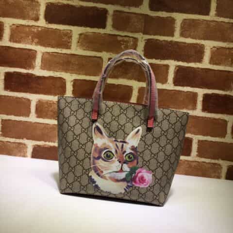 GUCCI古驰猫头图案印花购物袋410812