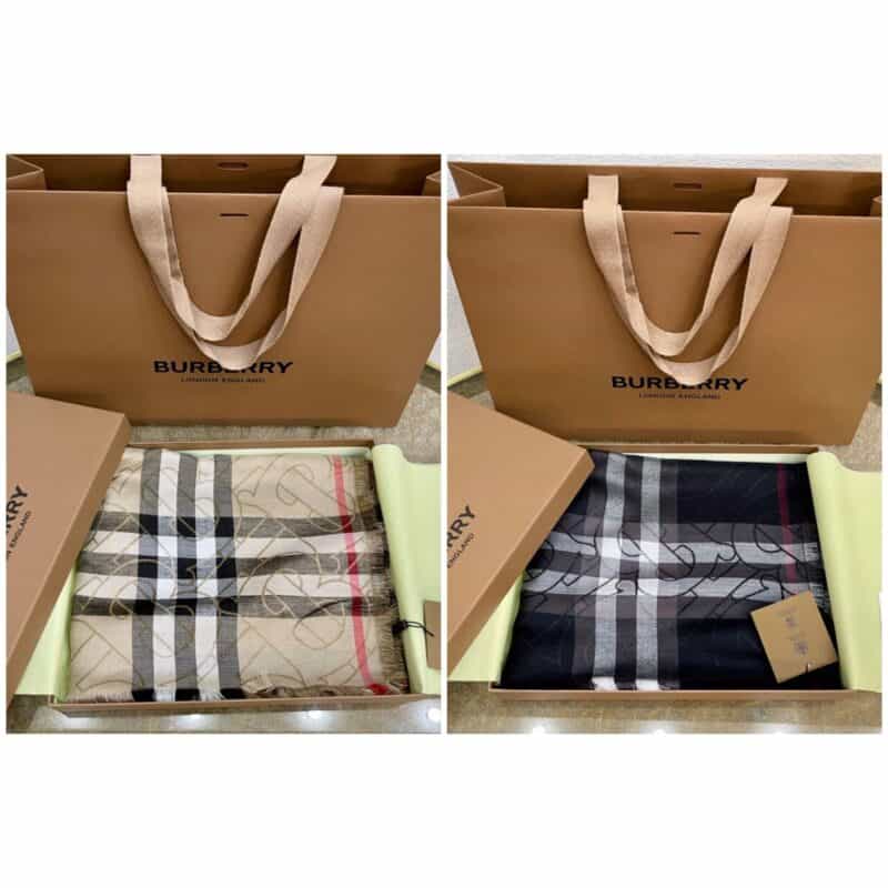 Burberry巴宝莉金属感专属标识制格纹围巾