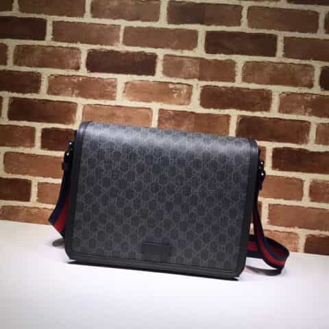 GUCCI古驰灰黑色皮革单肩包474138