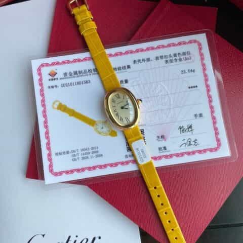 卡地亚浴缸系列Baignoire浴缸系列石英机芯精钢包18K黄金腕表