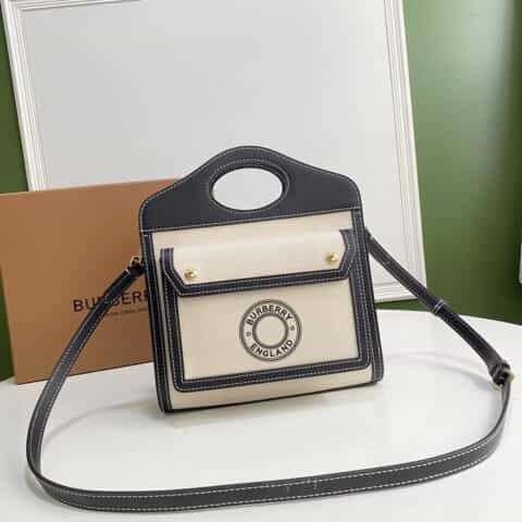 Burberry巴宝莉双色帆布托特包80324061