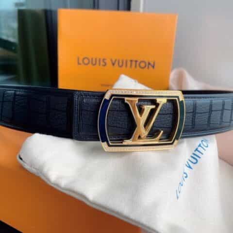 LV/路易威登 采用稀缺鹿皮镶嵌4.0cm腰带