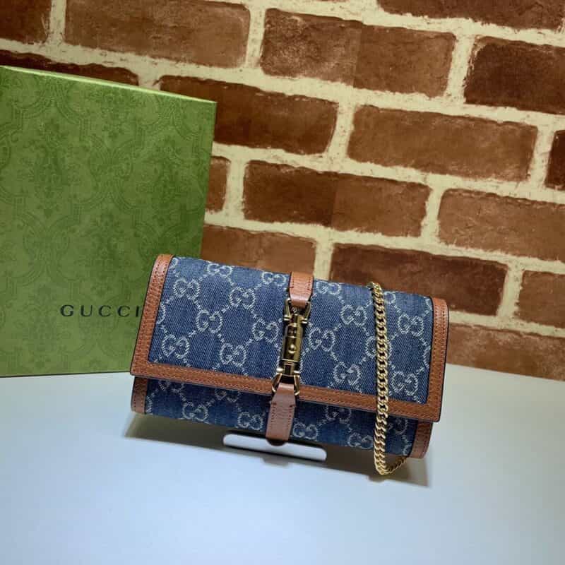 GUCCI古驰GG Denim系列Jackie 1961系列链带钱包652681