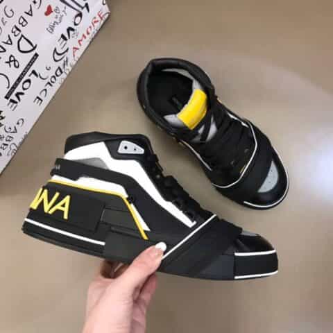 D&G杜嘉班纳 进口牛皮材质头层牛皮拼色高帮休闲男鞋
