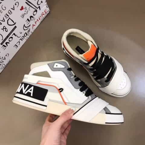 D&G杜嘉班纳 进口牛皮材质头层牛皮拼色高帮休闲男鞋