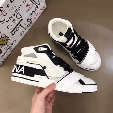 D&G杜嘉班纳 进口牛皮材质头层牛皮拼色高帮休闲男鞋
