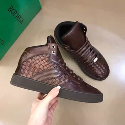 BottegaVenetaBV葆蝶家 B 家原单精品,男士秋冬高帮编织休闲鞋
