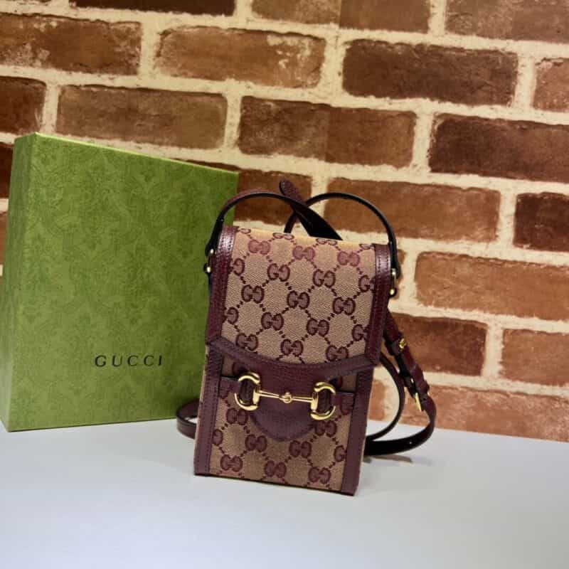 GUCCI古驰酒红色手机包单肩斜挎包625615