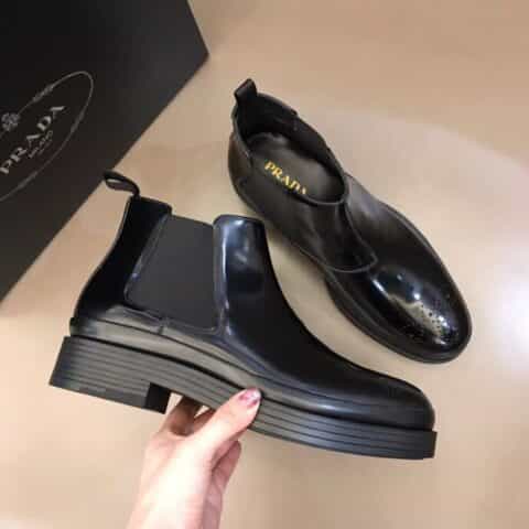 PRADA/普拉达   2021进口开边珠牛皮秋冬切尔西靴