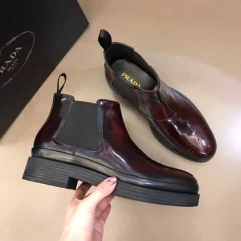 PRADA/普拉达   2021进口开边珠牛皮秋冬切尔西靴