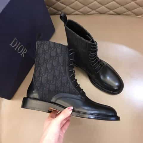 DIOR迪奥 进口头层牛皮水染牛里秋冬男士高帮男靴
