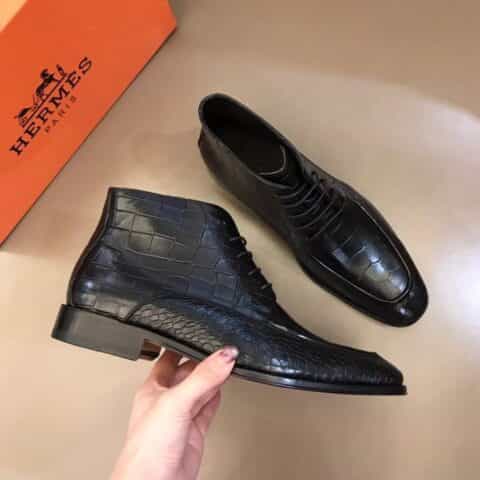 Hermes爱马仕 意大利进口双层真皮大底奢品男士短靴