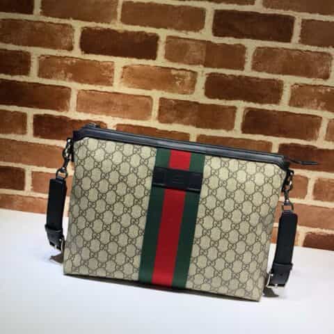 GUCCI古驰双G帆布红绿条纹单肩包523335
