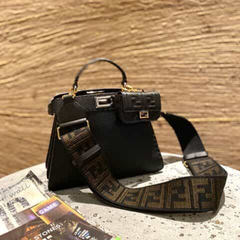 FENDI芬迪小牛皮PEEKABOO小号手袋80012
