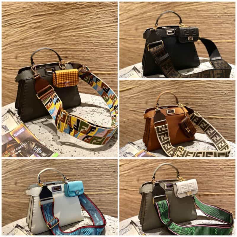 FENDI芬迪小牛皮PEEKABOO小号手袋80012