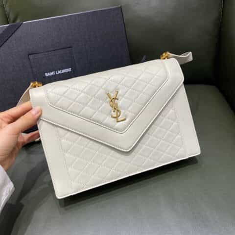Saint laurent Ysl Gaby绗缝纹路信封斜挎包 668863白色