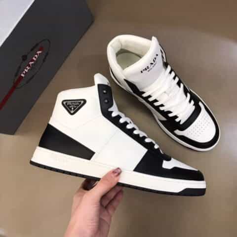 PRADA/普拉达 进口小牛皮材质P 家奢品、男士秋冬高帮时尚运动鞋