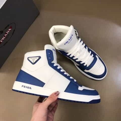 PRADA/普拉达 进口小牛皮材质P 家奢品、男士秋冬高帮时尚运动鞋