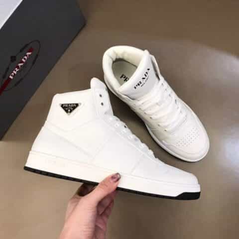 PRADA/普拉达 进口小牛皮材质P 家奢品、男士秋冬高帮时尚运动鞋