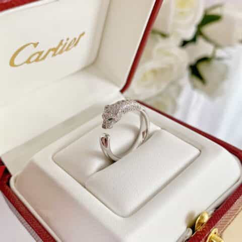 CARTIER卡地亚丛林系列满钻豹子戒指