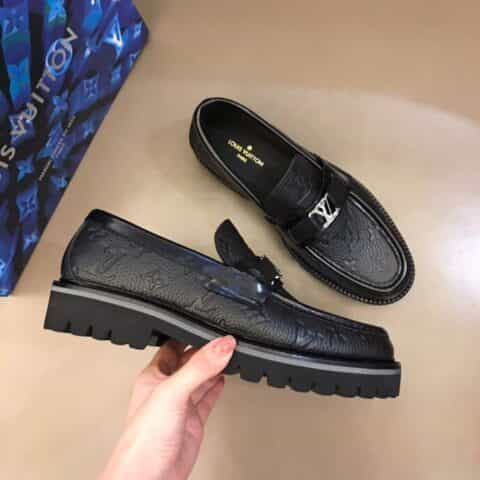 LV/路易威登 进口荔枝纹Monogram 压纹牛皮MAJOR 乐福鞋