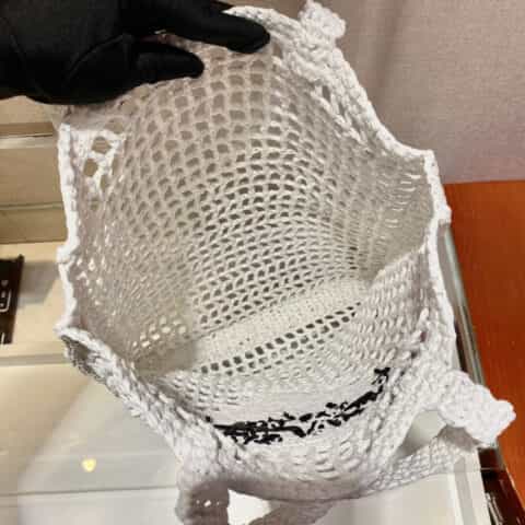 PRADA酒椰纤维托特包 1BG393白色